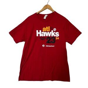 Atlanta Hawks 2023-2024 Opening Night T-Shirt Red Large 100% Cotton Gildan